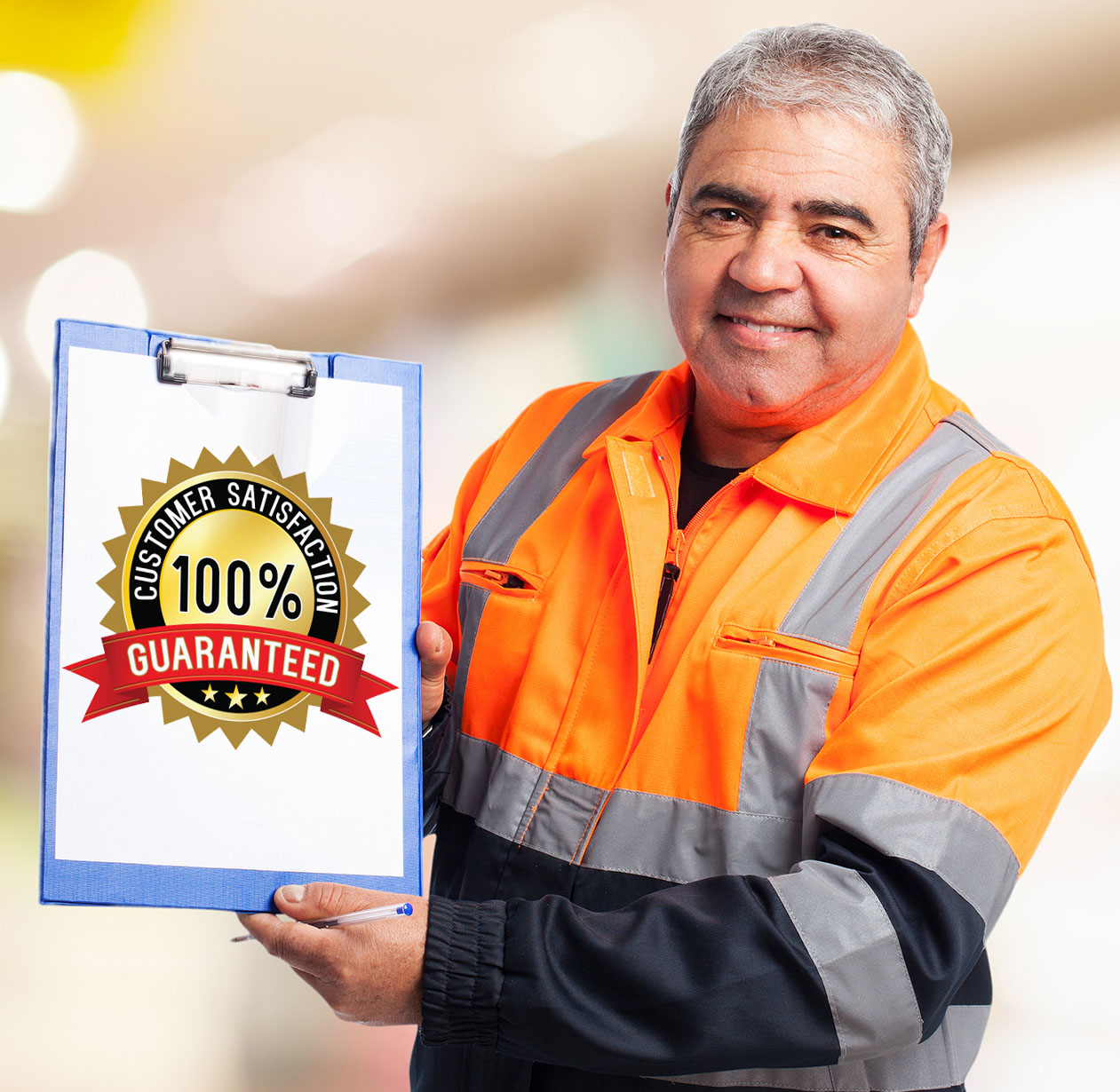 portrait of a mature worker showing files